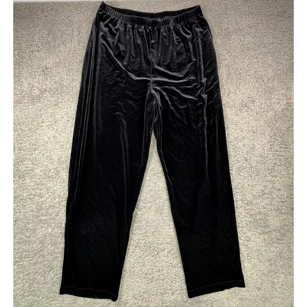 Chicos Black Velvet Baggy loose Leg Lounge Pants‎ Size 3 XL minimalist
